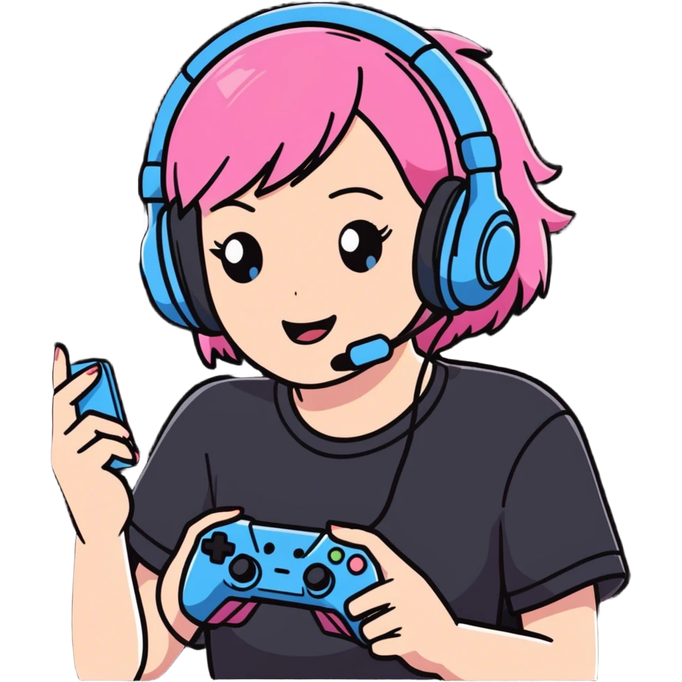 Pink Girlie gamer relaxation snack time  emoji