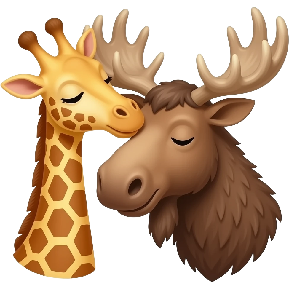 Giraffenkopf und Elchkopf kuscheln emoji