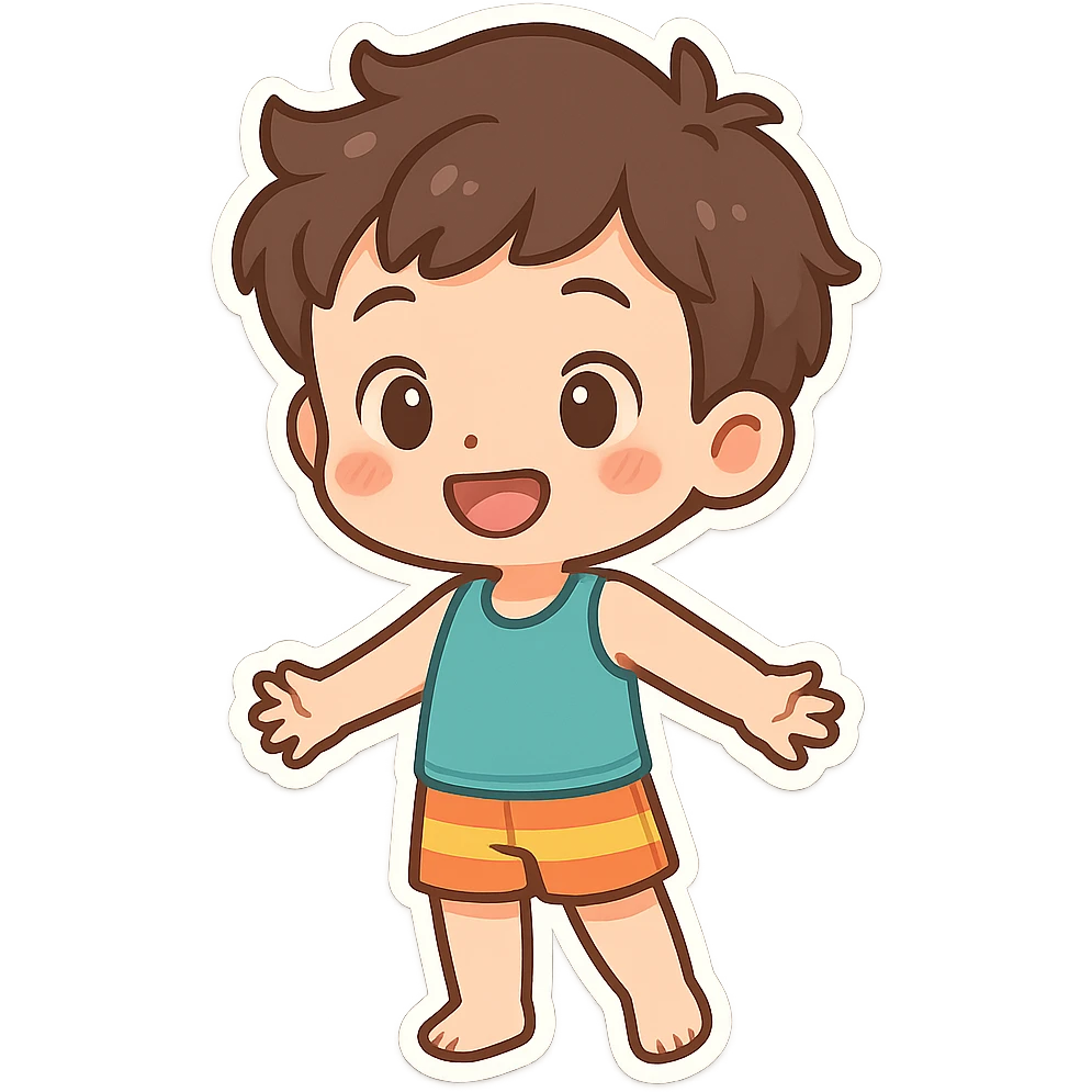 一个小男孩穿着泳衣 emoji