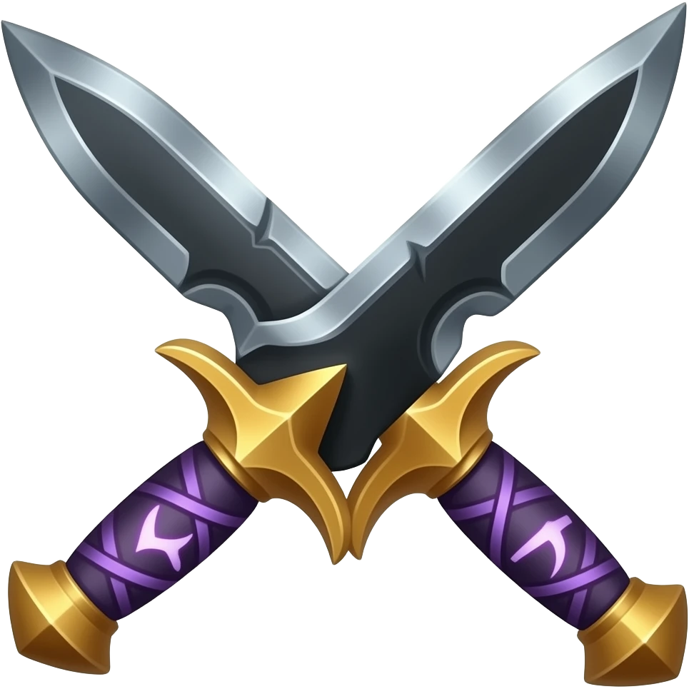 A Discord emoji of a sharpened obsidian blade with a glowing purple rune on the hilt. High-end fantasy style, sleek, metallic black, white background. emoji