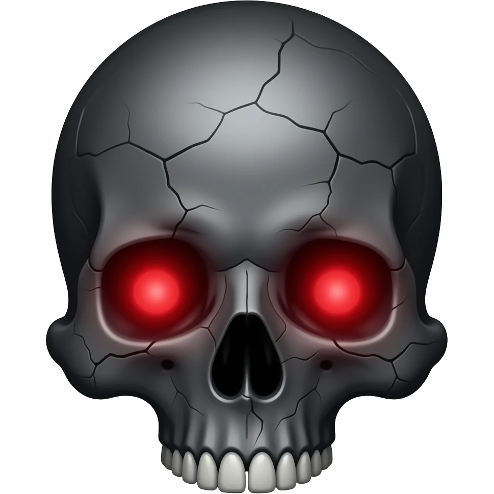 Exactly this  -> 💀 but the skull is black cracked and the eyes are glowing red emoji