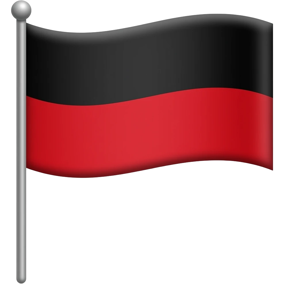 I want a black nd red flag with the above portion should be black and the below portion should be red with a stick emoji