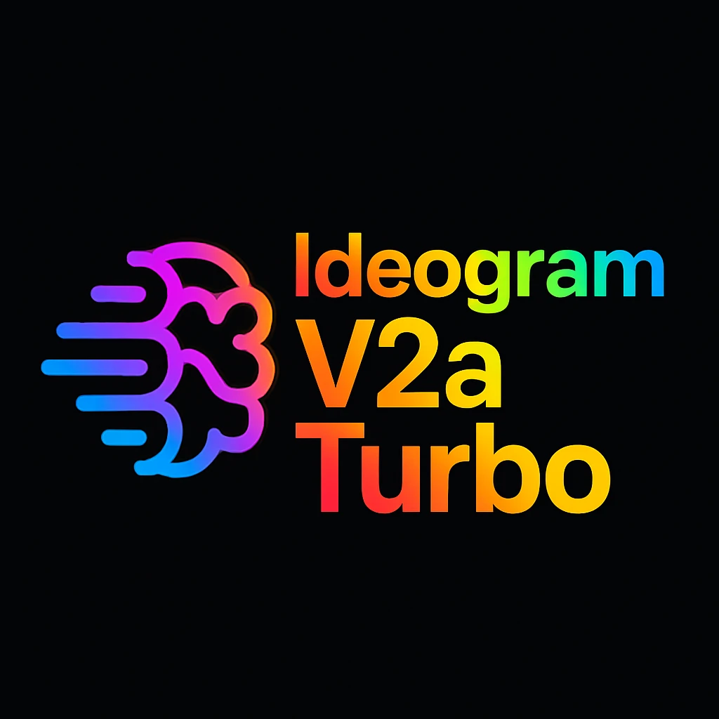 make a colorful text of "Ideogram V2a Turbo", black background, add this logo too emoji