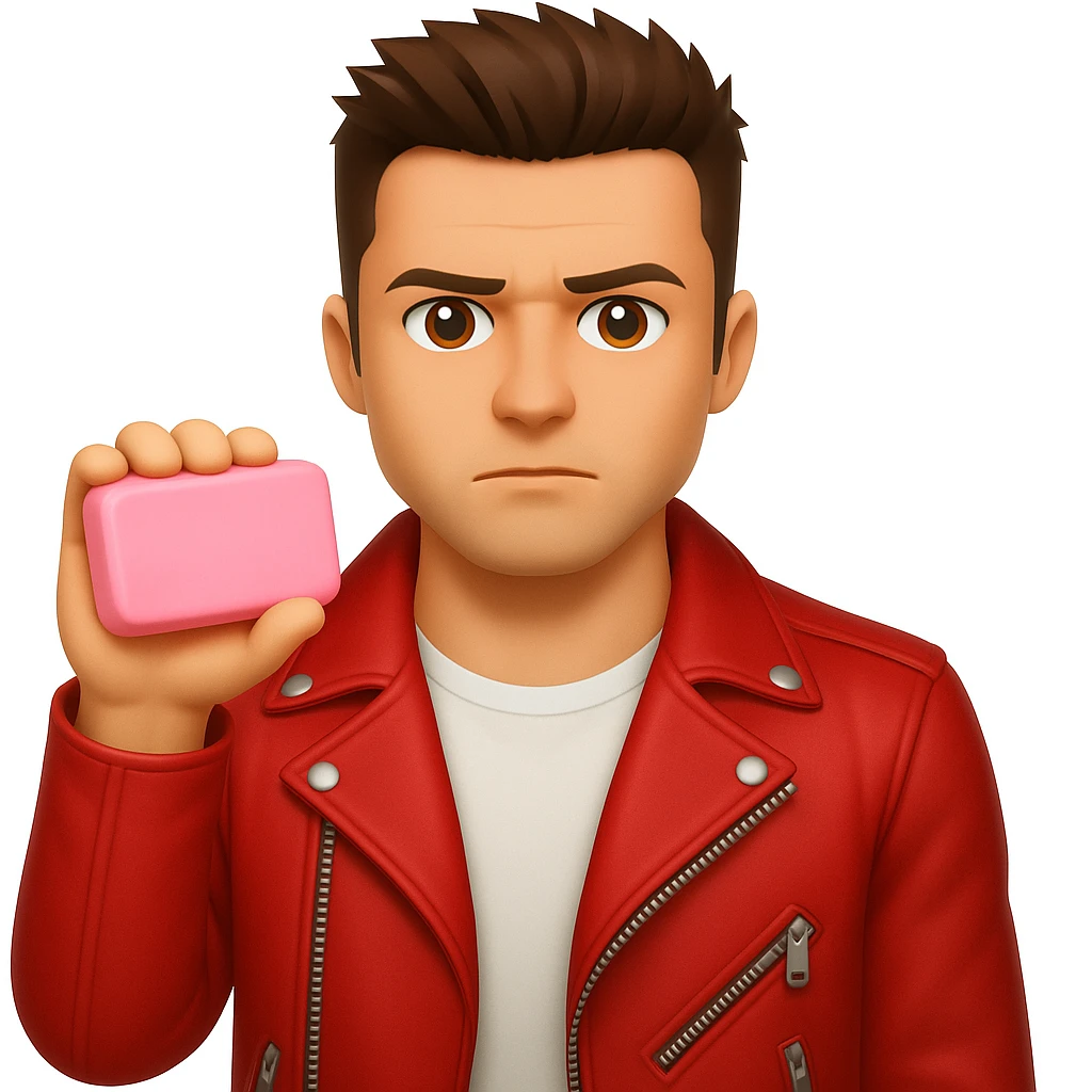 Add a pink soap in the hand of Tyler Durden. The original style is emoji, which does not support editing, so use the general style editor while respecting the emoji style look. emoji