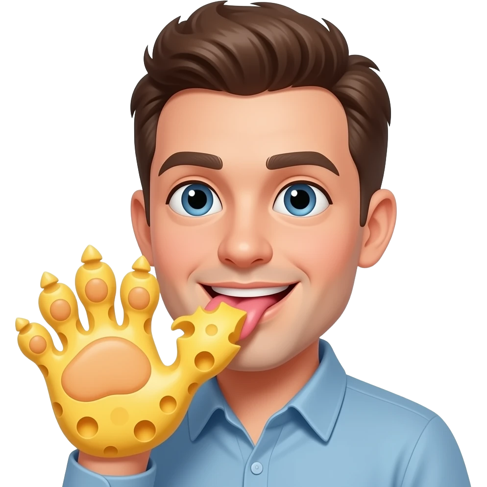 Someone licking a cows foot cheese emoji
