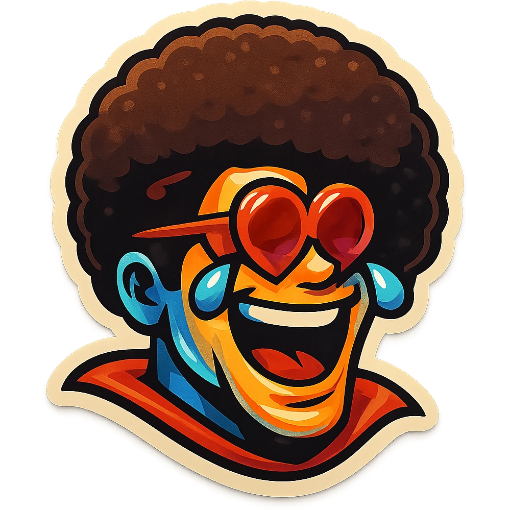 superhero head, heart glasses, laughing with tears in eyes emoji
