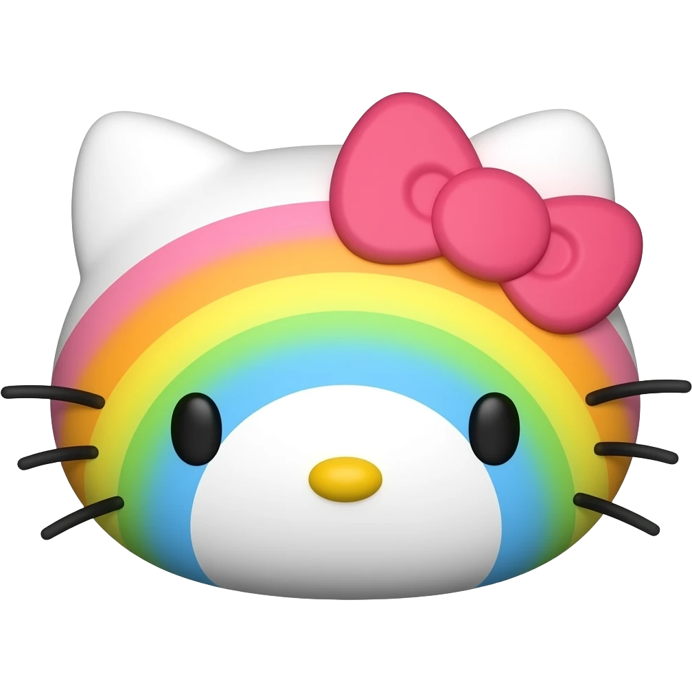 hello kitty face 3d raimbow emoji