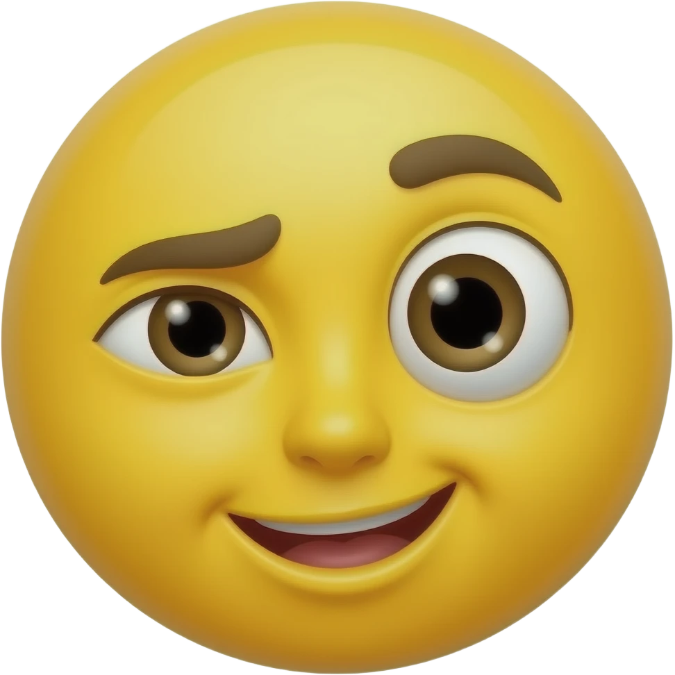 An emoji face (the normal yellow kind” doing a side eye with a sideways curled open lip and one eyebrow raised emoji