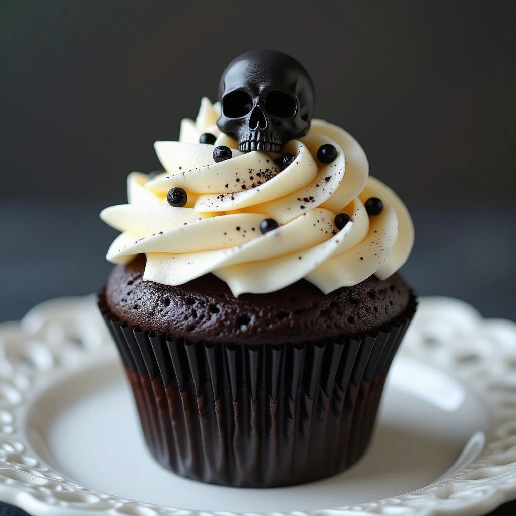 gothic cupcake, dark gothic style, detailed, moody, artistic emoji