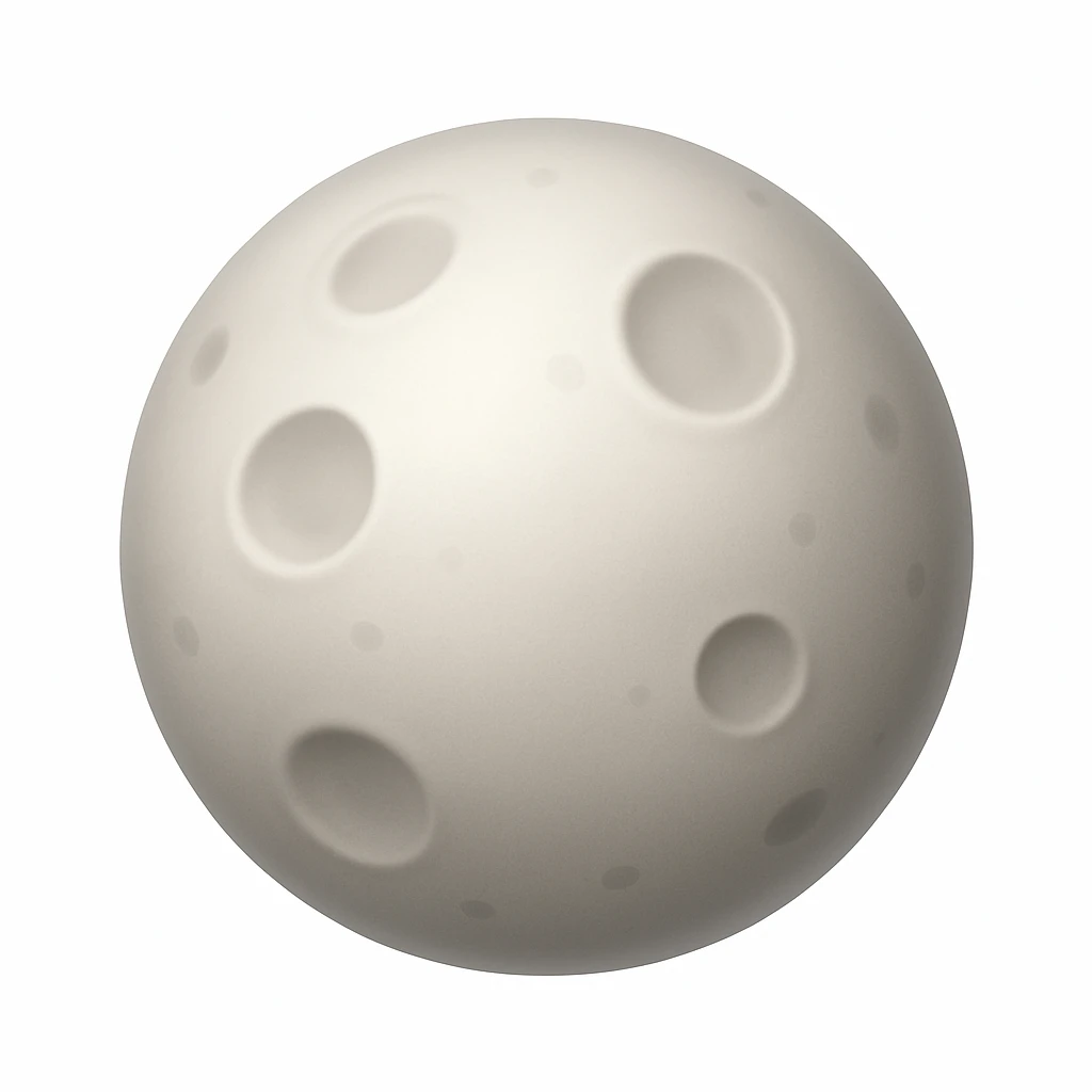 A 3D emoji in iOS emoji aesthetic style of the Moon, Earth’s natural satellite, with soft gray craters and subtle shadows, glowing spherical shape, clean white background, glossy Apple-style finish.
 emoji