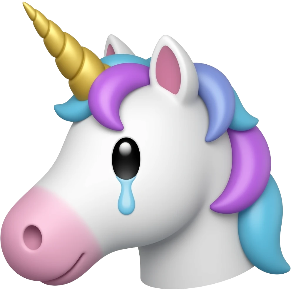 sad unicorn head emoji
