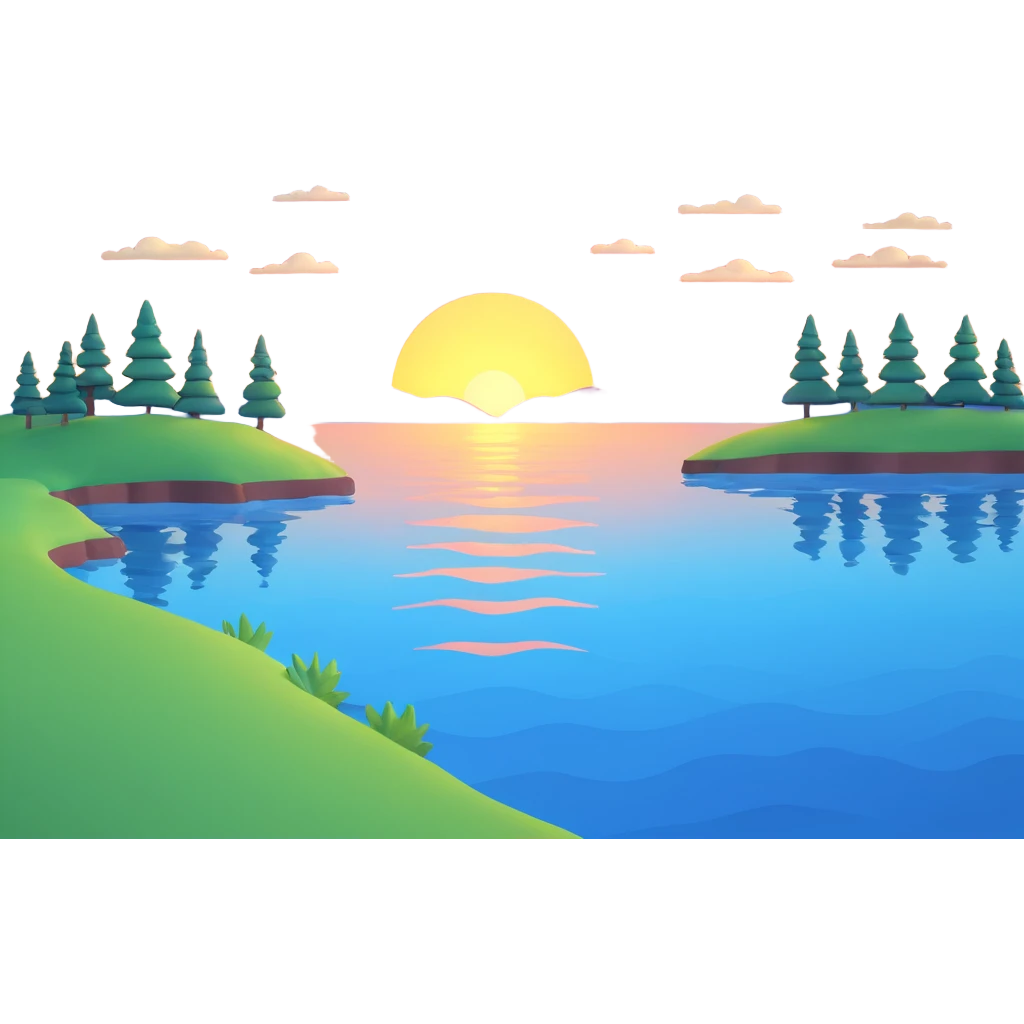 lakeside sunset horizon blue emoji
