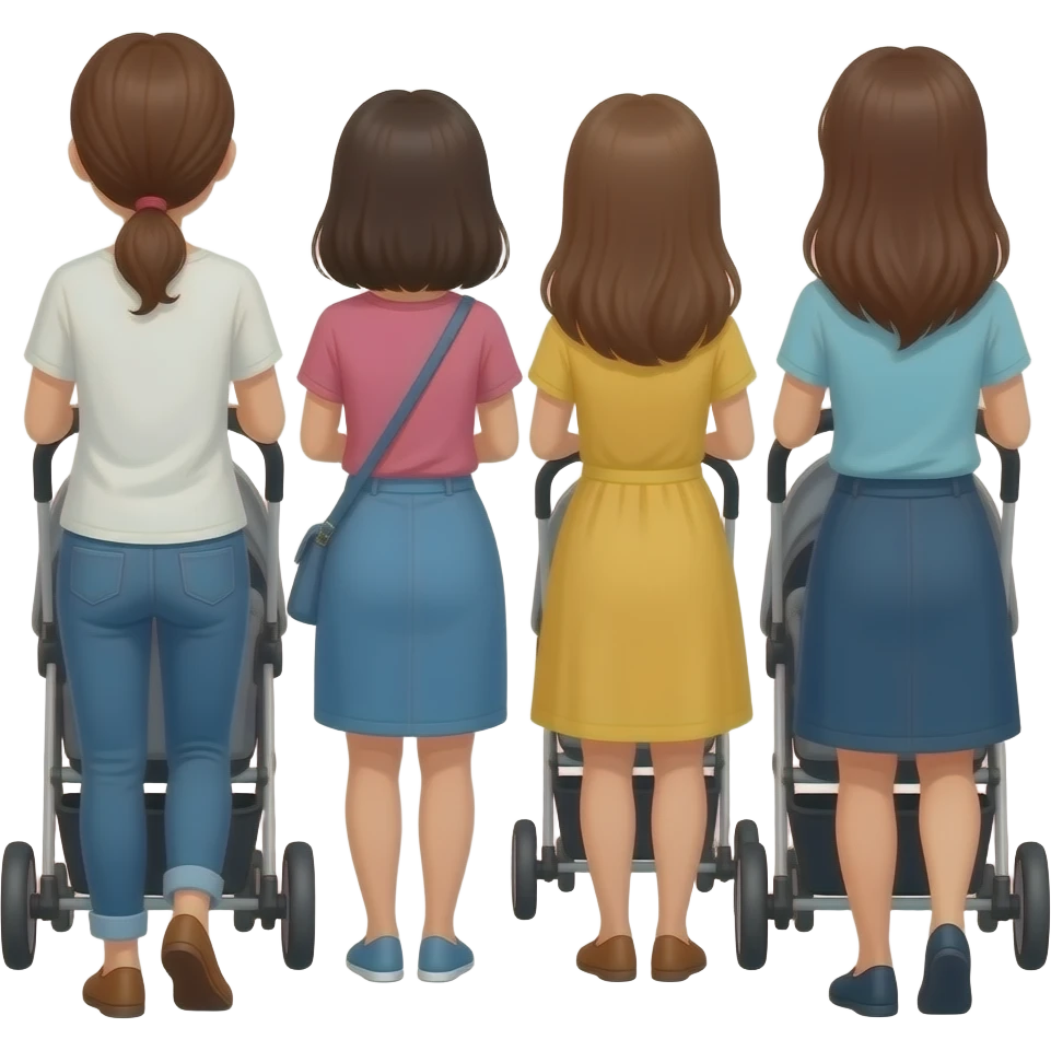 mothers pushing strollers from behind emoji