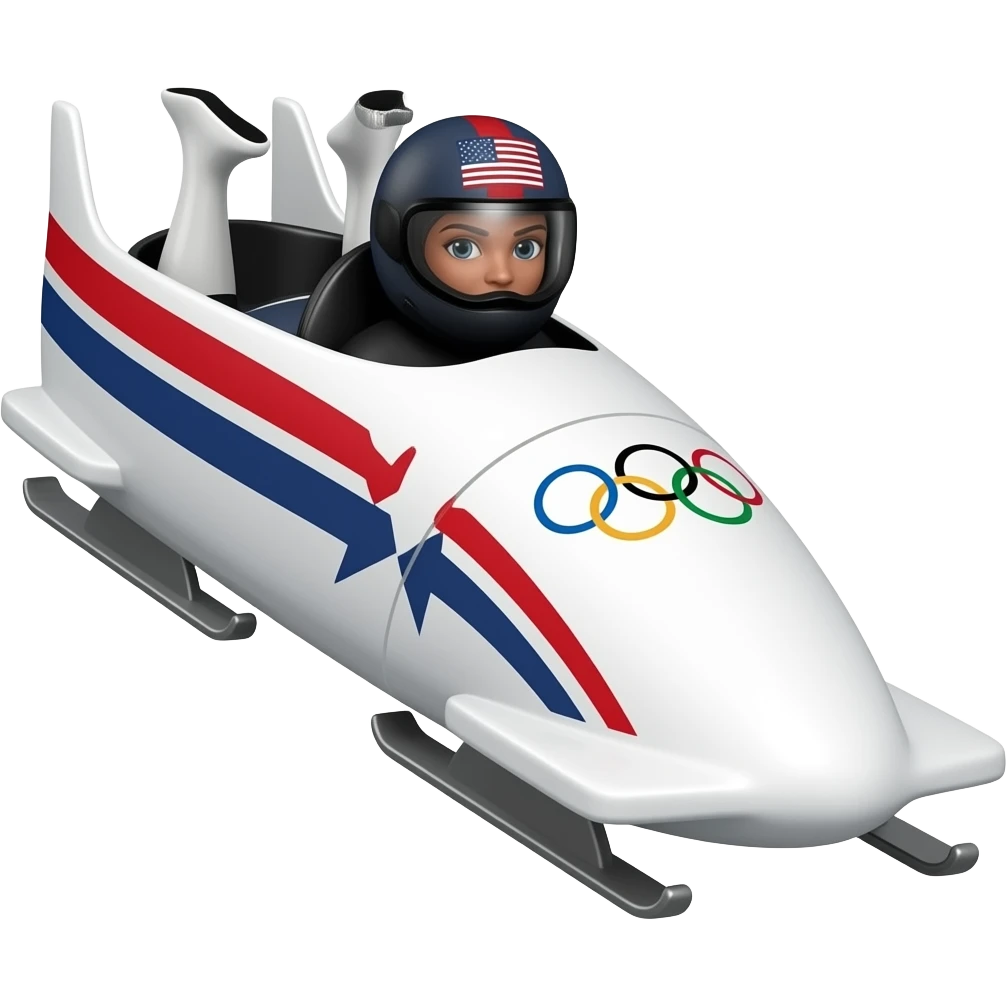 USA Olympic White Bobsled with black female inside emoji