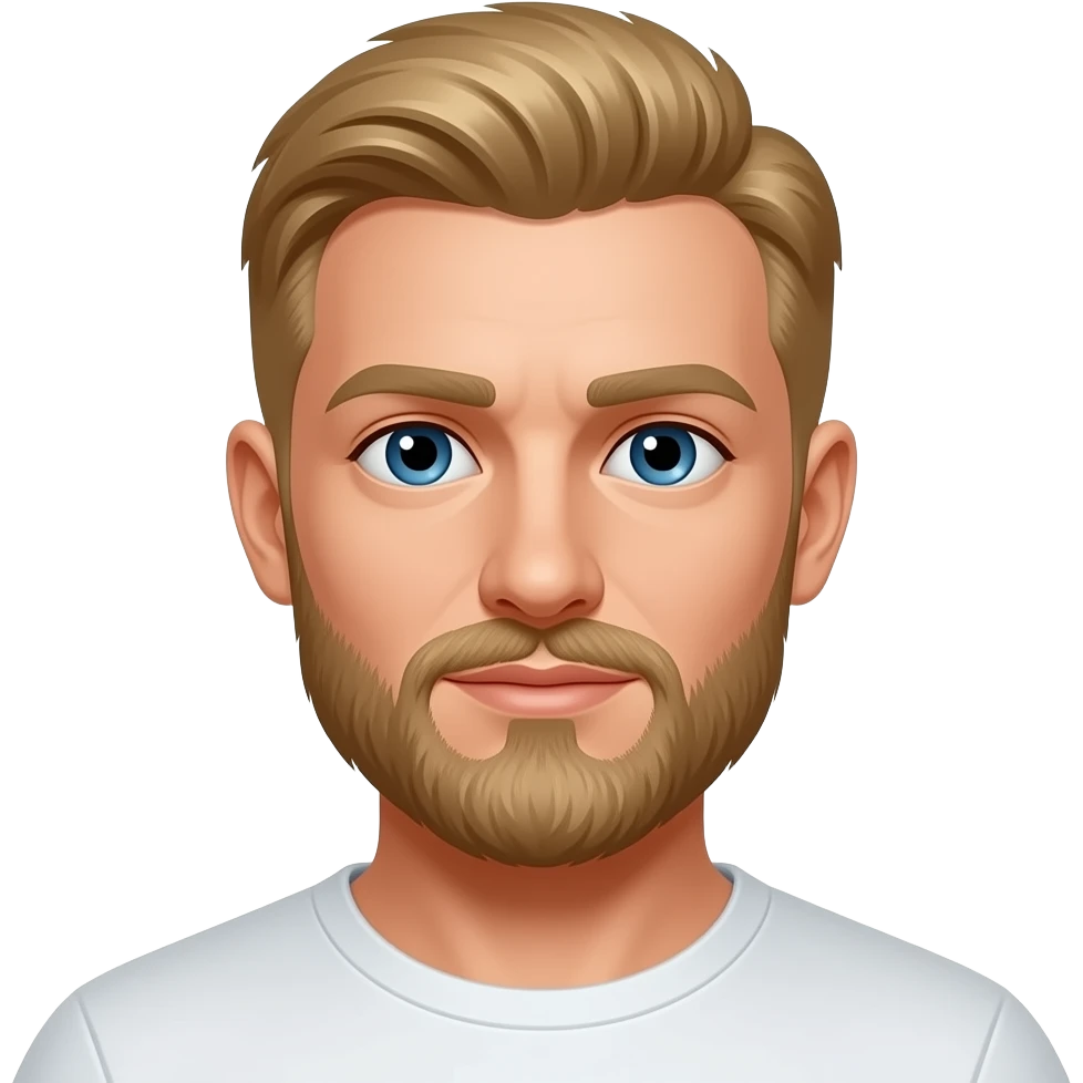 Blonde man with beard, Blue eyes, shaved hair on same hight emoji