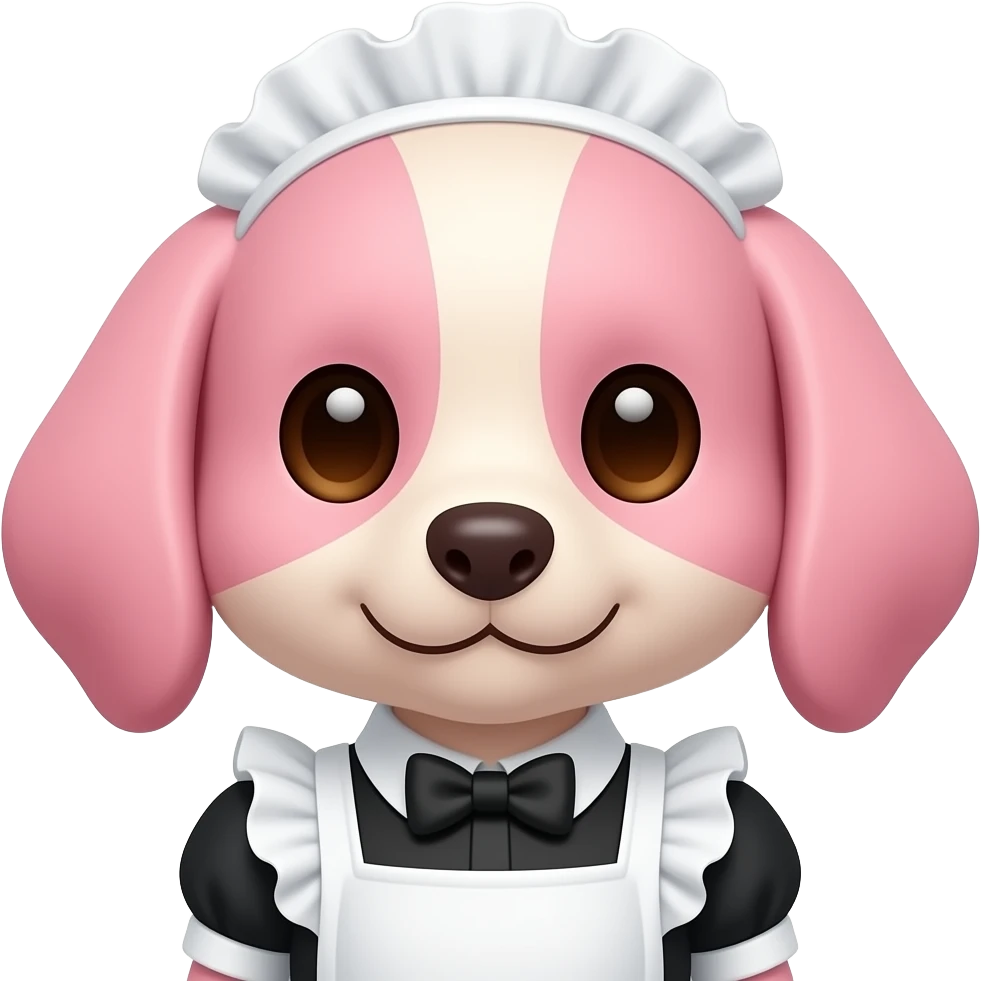 cute pink dog in maid dress closeup emoji