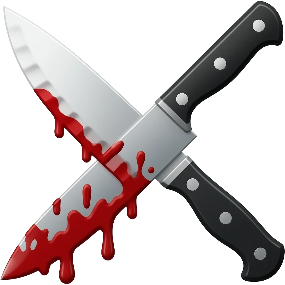 emoji knife with blood dripping off it and a black handle emoji