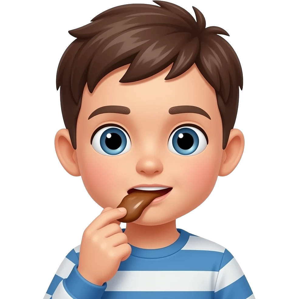 a boy eating poop emoji