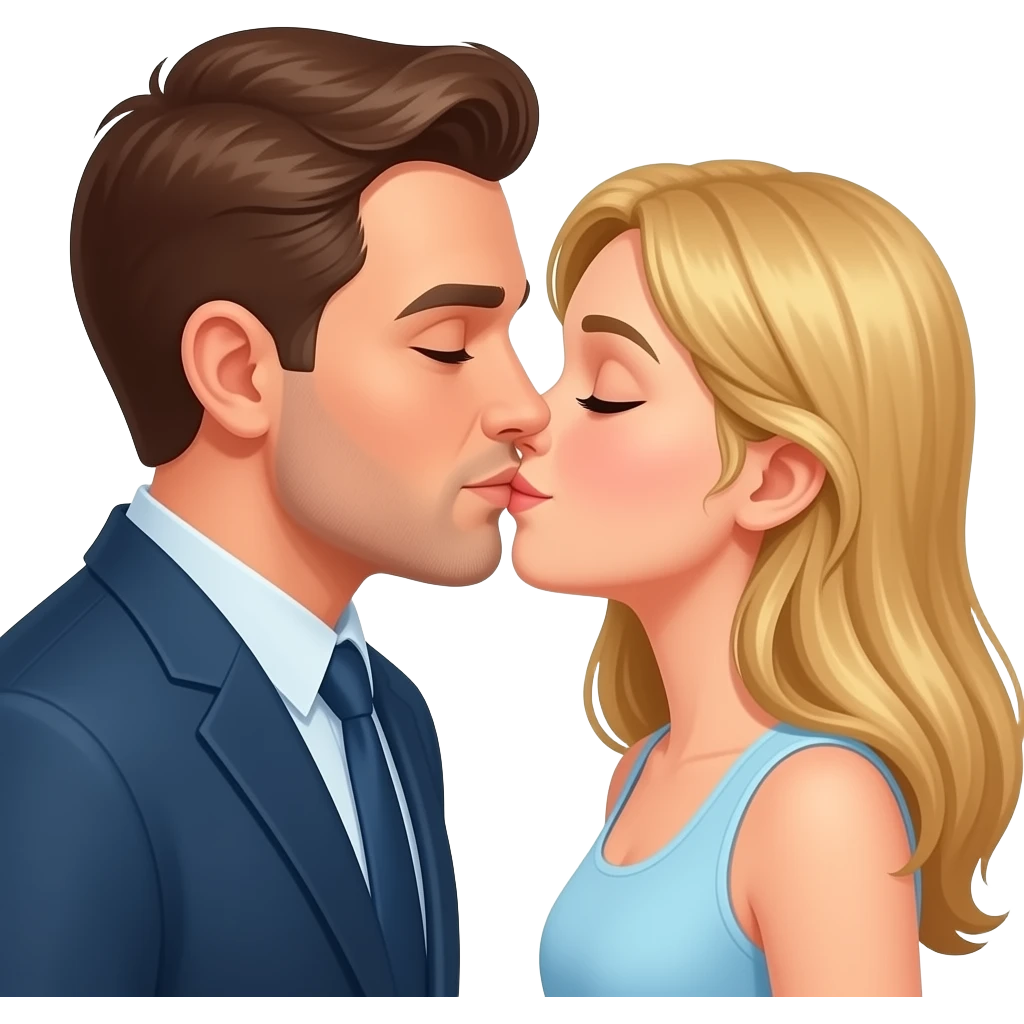A man kissing a Russian girl emoji