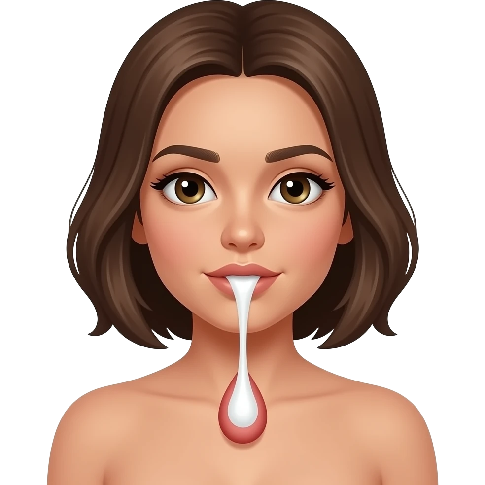 Emoji spreading ahh  n3ked girl  with female anat0my white liquid stuff coming out of female vag1na emoji