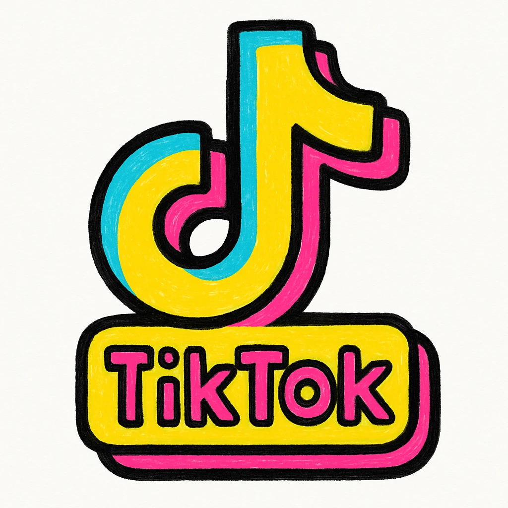TikTok logo, flat style, colorful, white background emoji