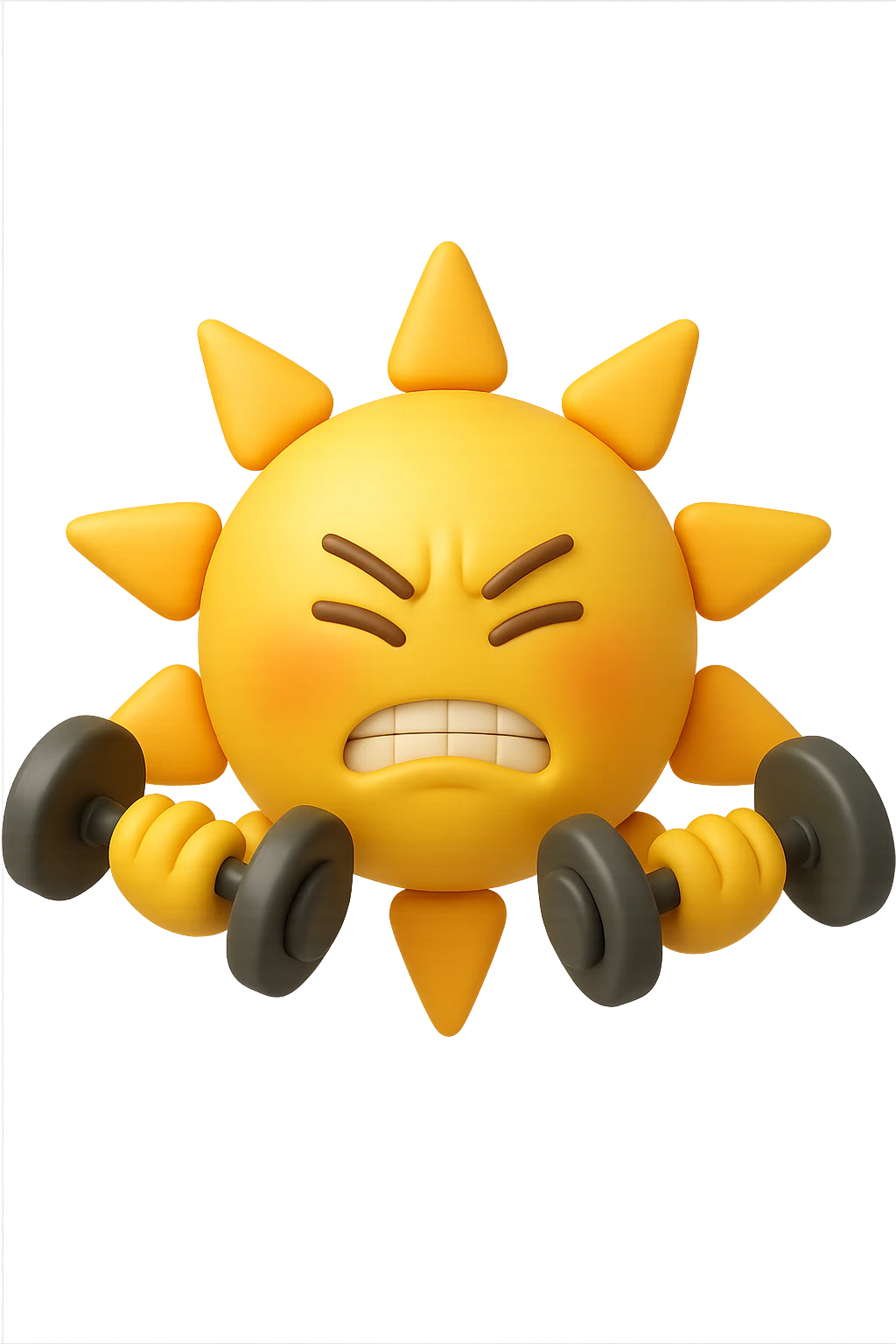 emoji stile iphone 3d di un sole che si allena con i pesi emoji