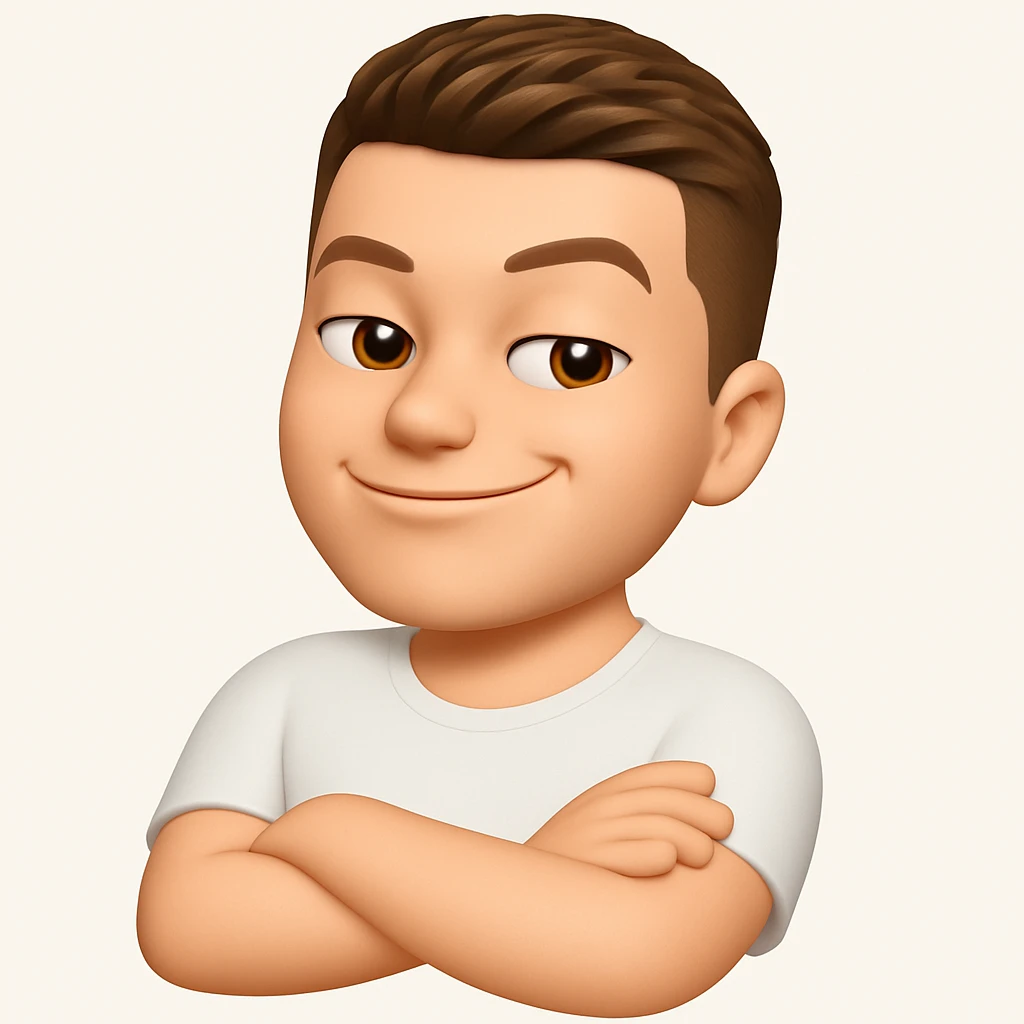 Based on these photos, make an emoji with facial features preserved, man in white t-shirt, proud emoji