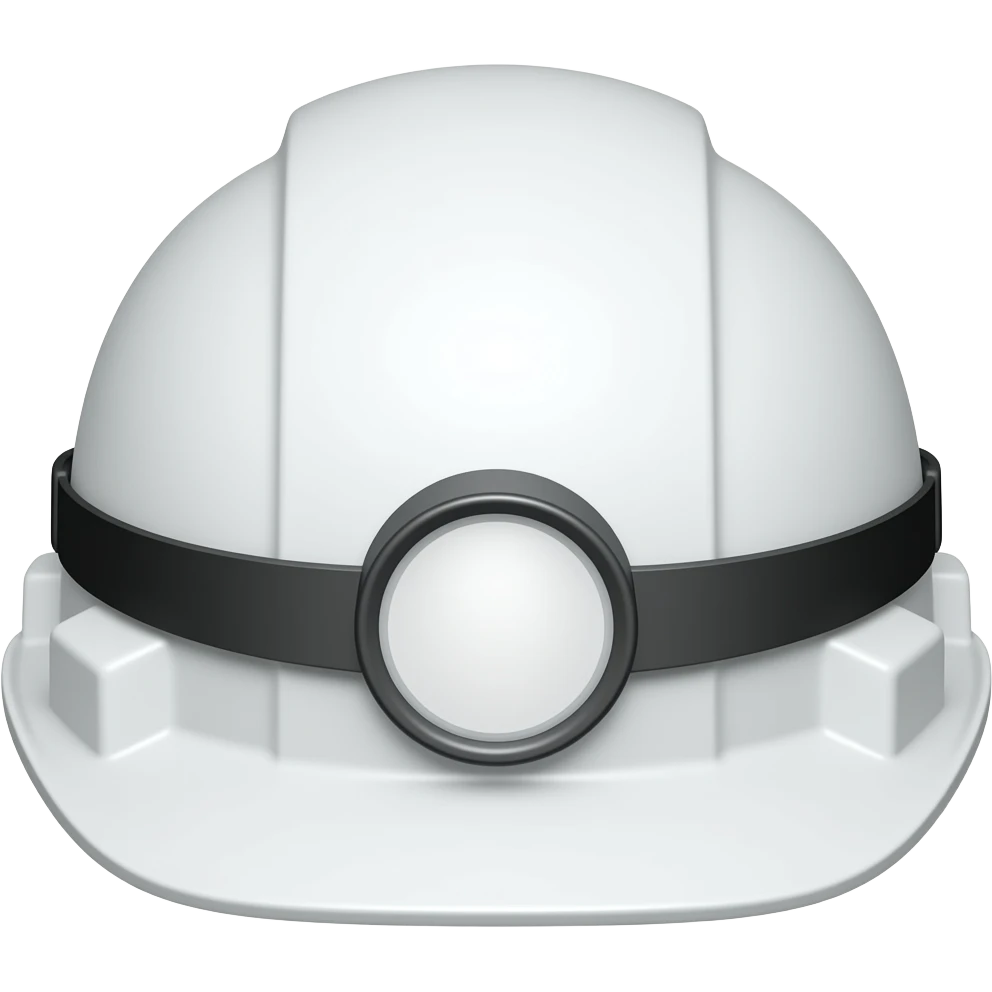 white hard hat with flashlight and black trim emoji