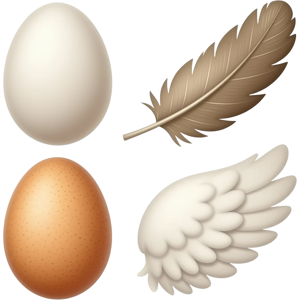 Egg, feathers, and wings emoji
