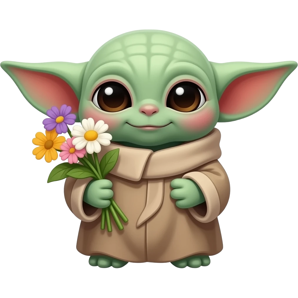 Grogu holding flowers emoji