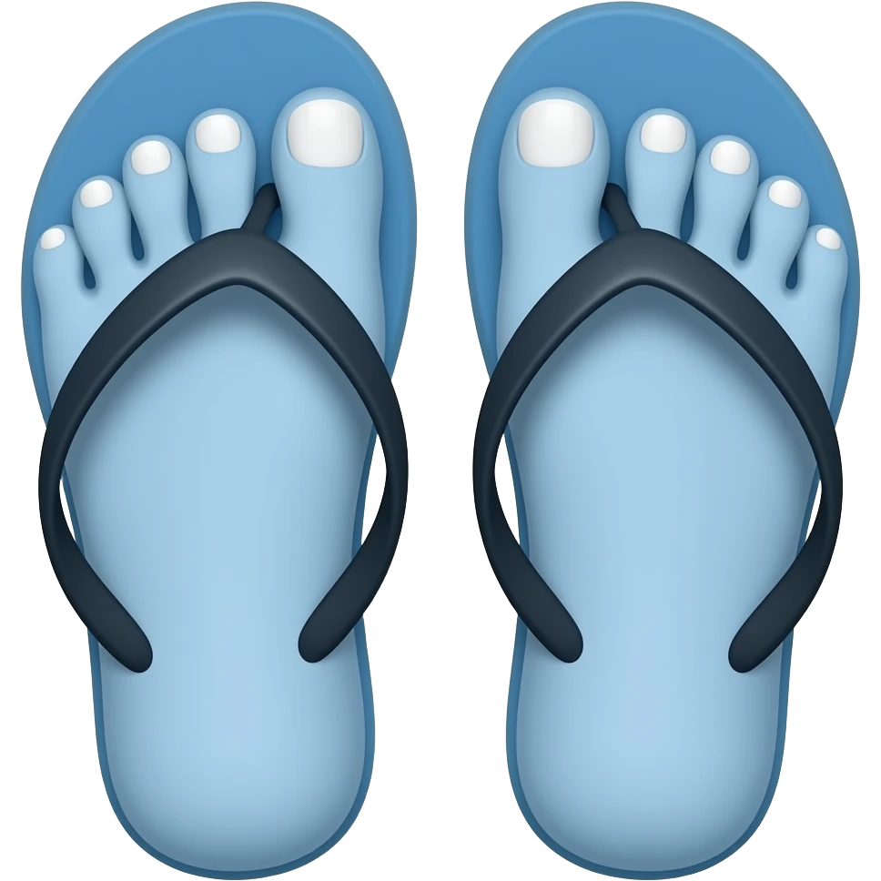 blue feet With nails in Black flip flops emoji