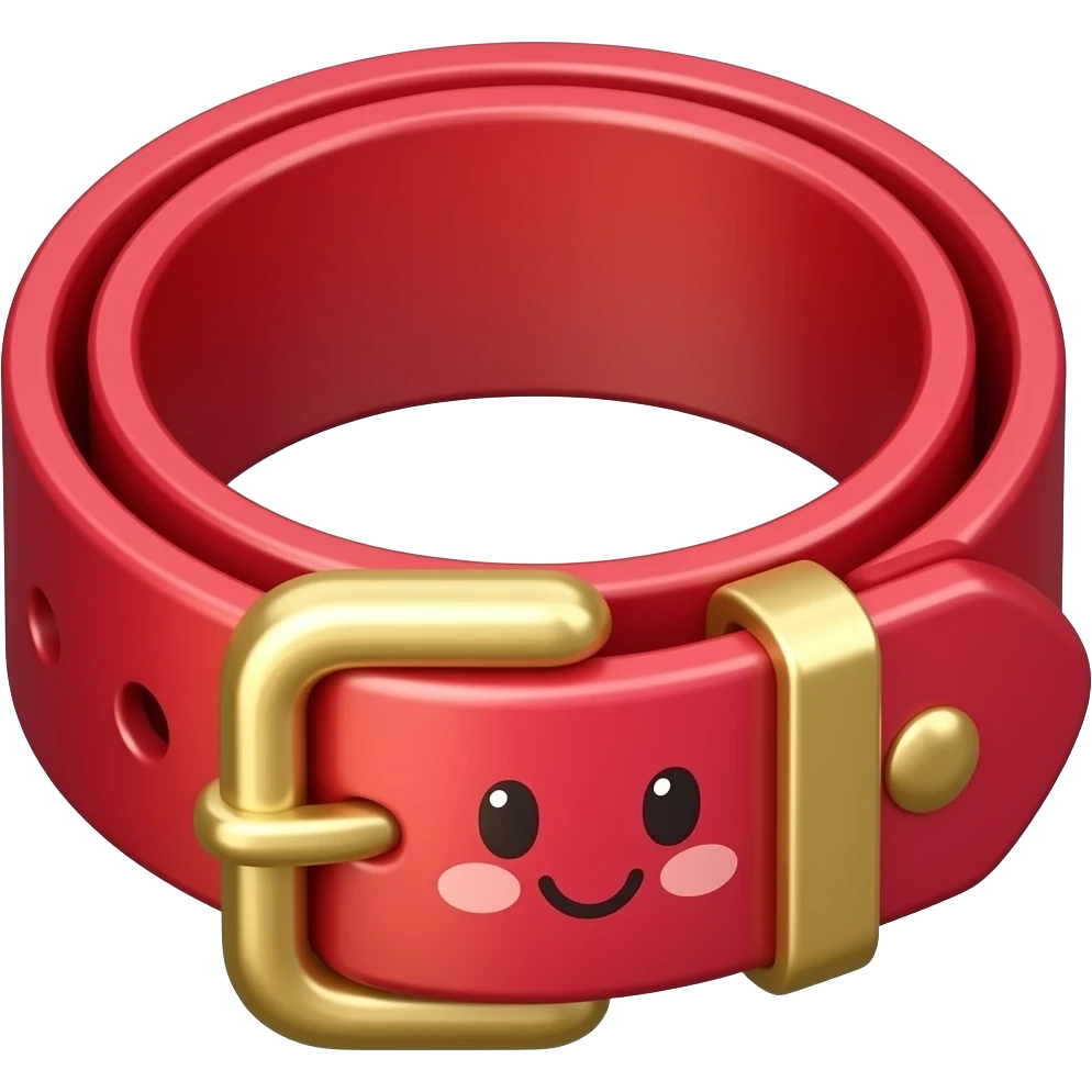 vibrant red design belt with cute design emoji