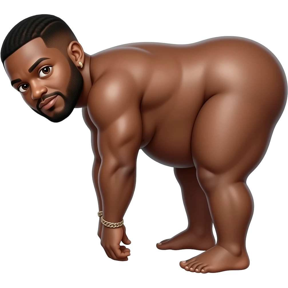 Fit Lightskin black male crip gang banger with a fat booty naked And bent over emoji