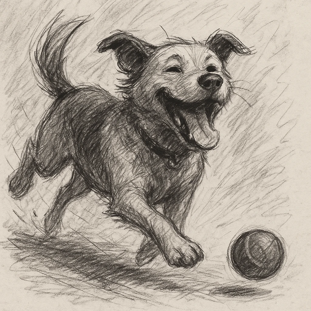 happy dog running after ball emoji