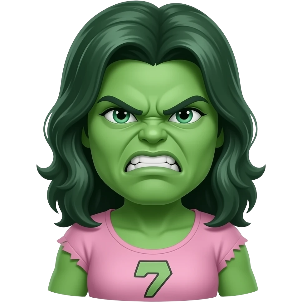 angry she-hulk wearing pink clothes emoji