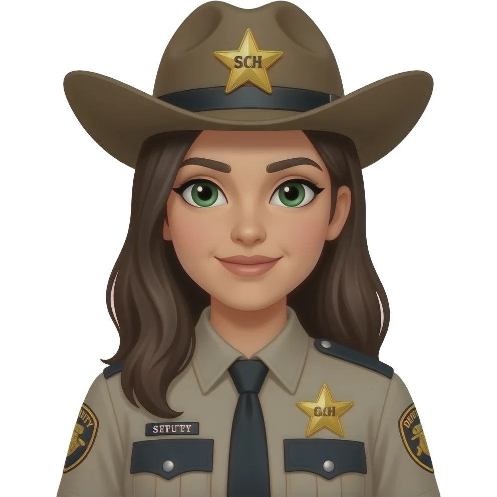 Spanish Beautiful Girl with green eyes deputy sheriff emoji