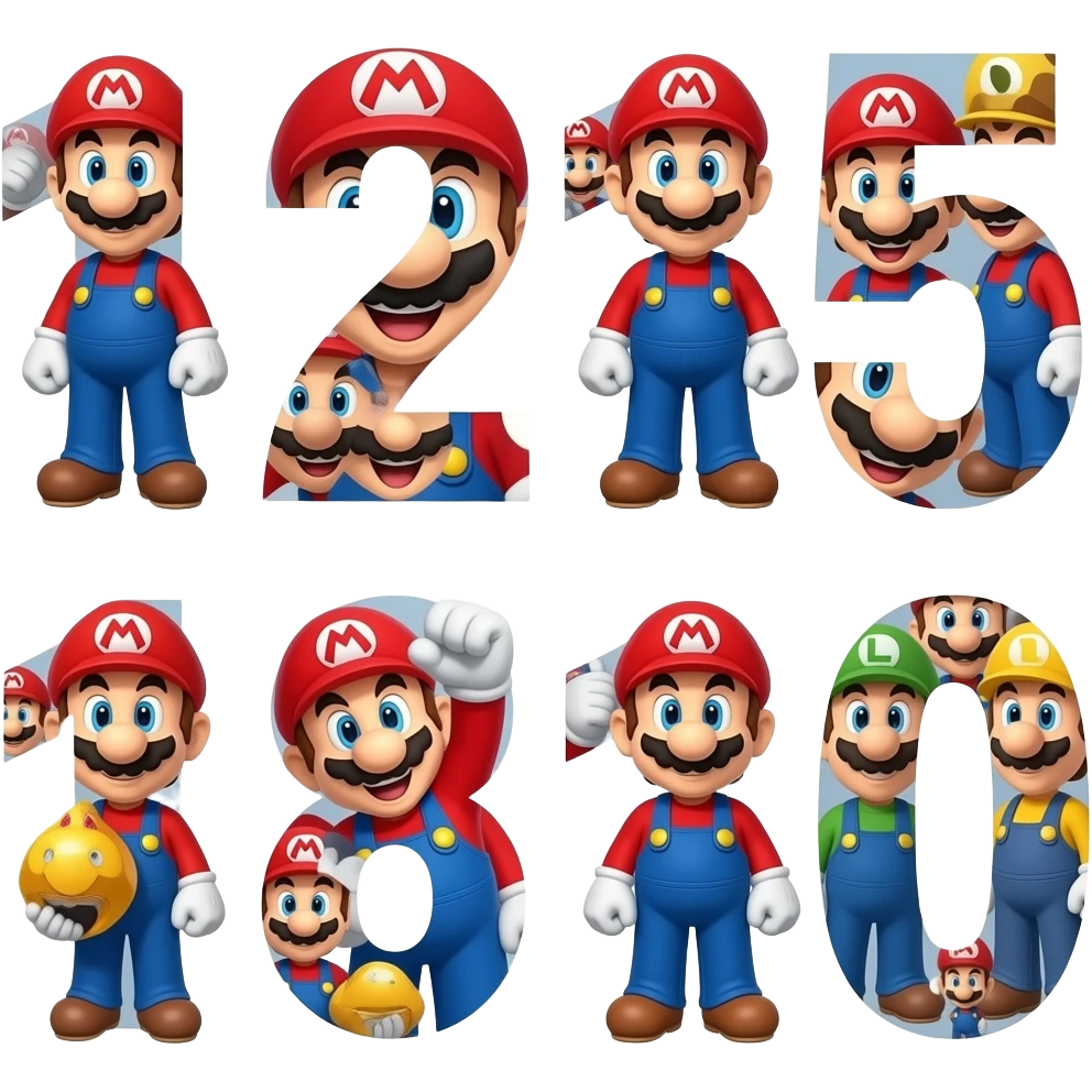 Super Mario chiffres 1-10 emoji