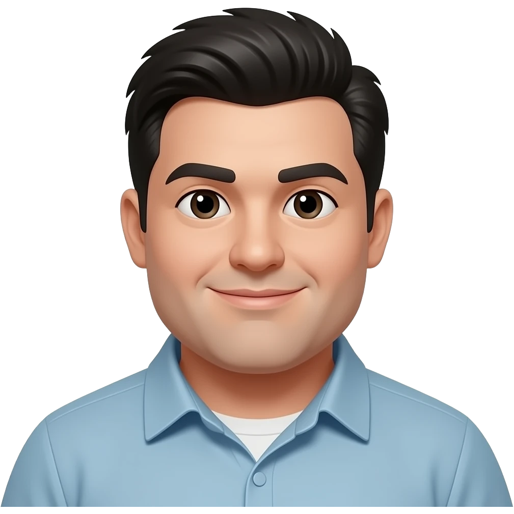 Fat man with black hair emoji