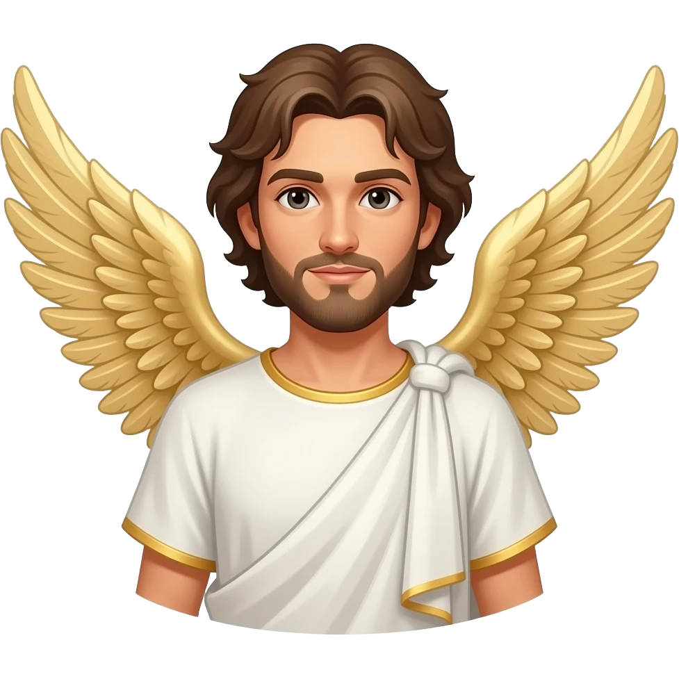 Canolli with toga and angel wings and angel wings and halo emoji