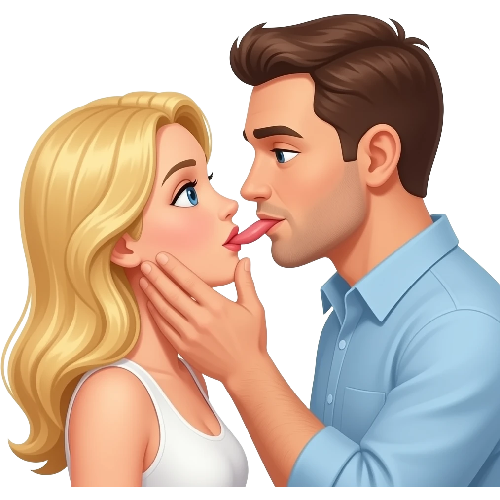 Man giving a blond woman oral sex emoji
