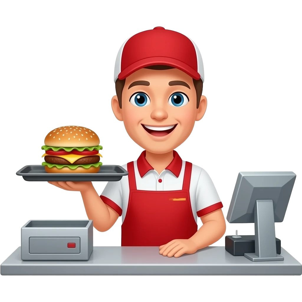 employee attending fast food service emoji