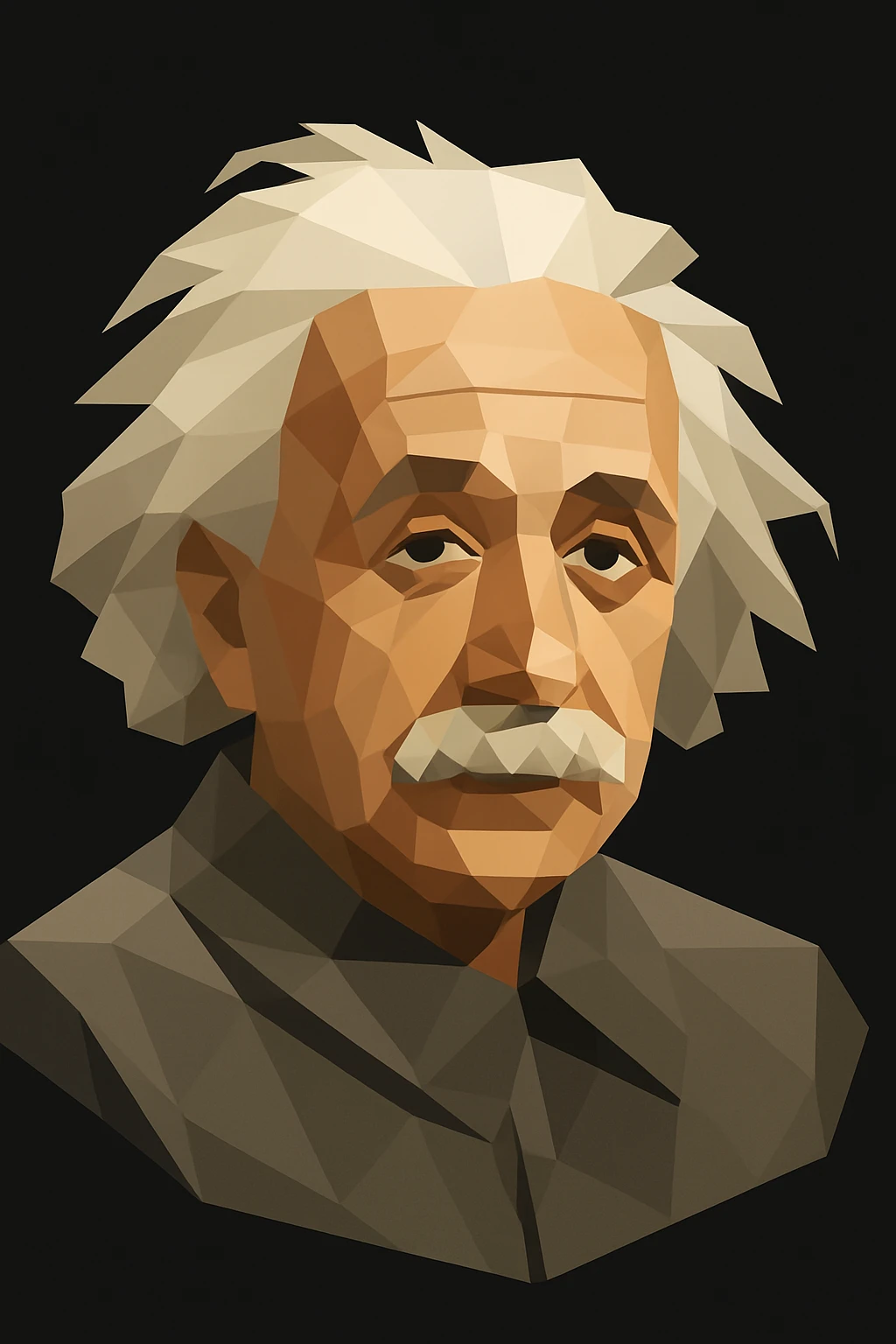Turn the figure in this picture to an avatar. Low-poly flat style. Pure black background emoji