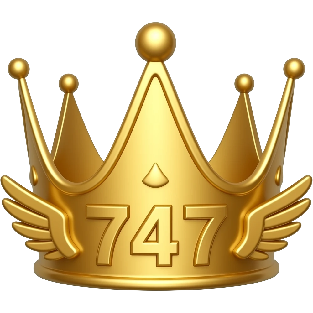 make a crown with airplane wings and letters 747 ingraved emoji