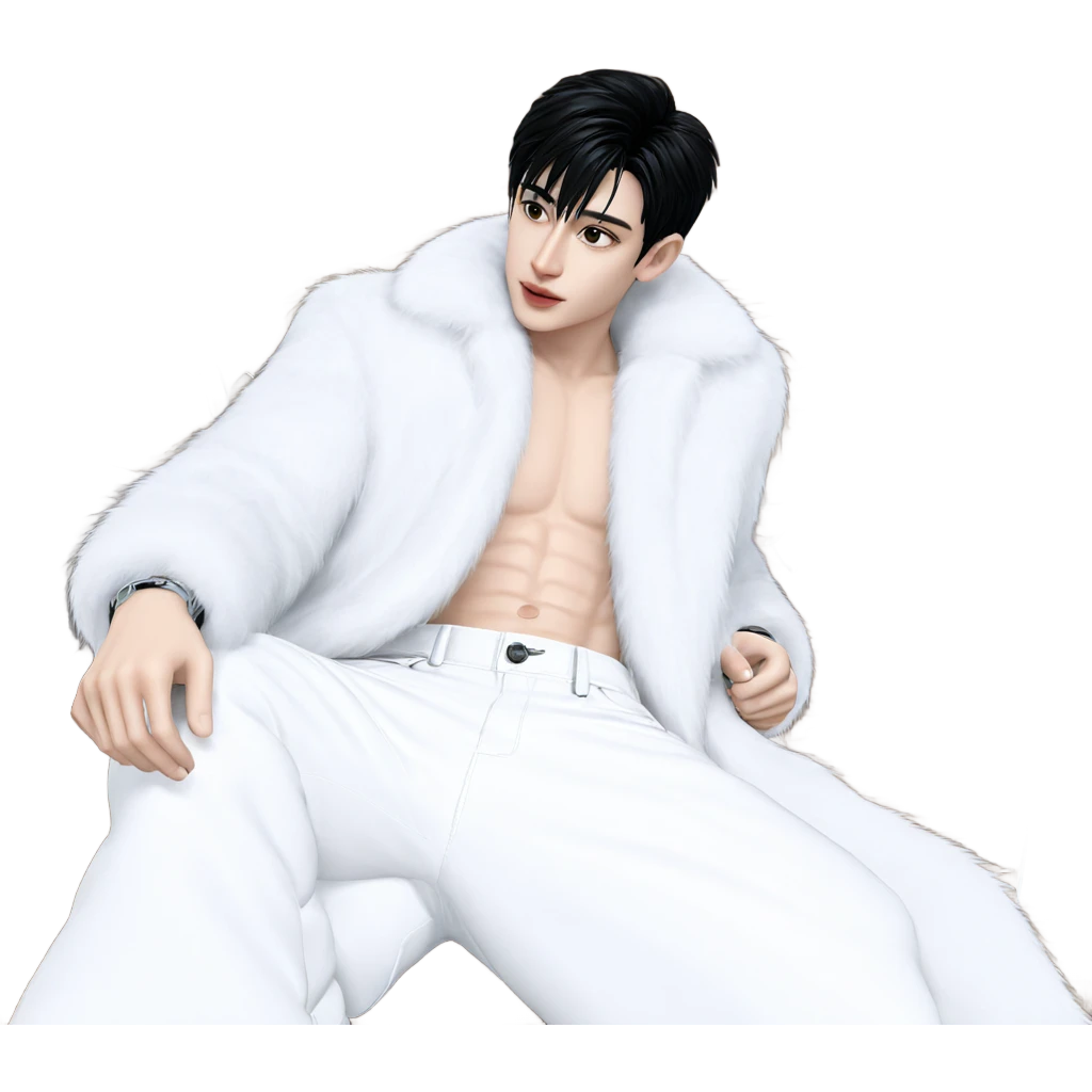 stylish boy in fur coat emoji