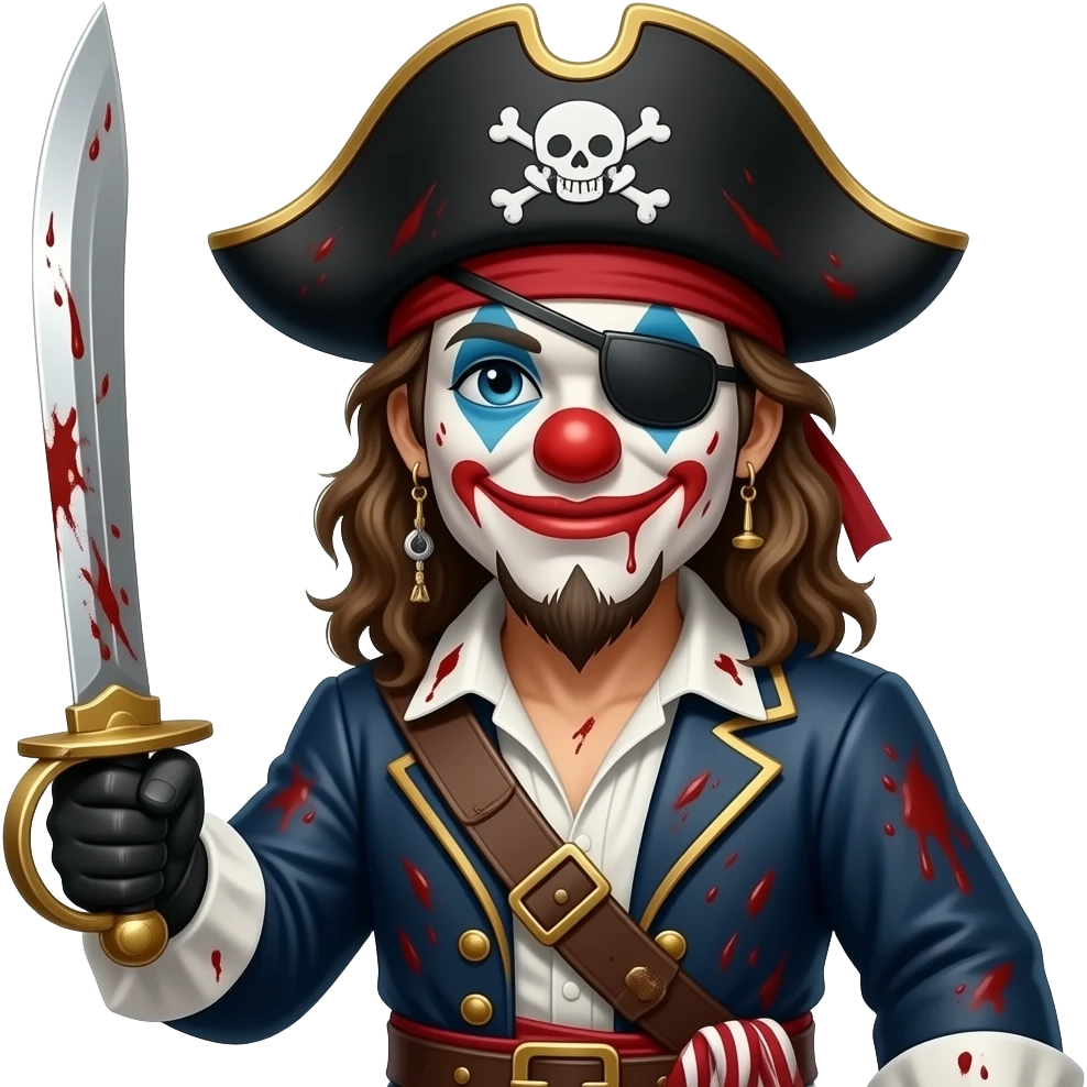Bloody Covered Dancing Clown Pirate on a Ship with Sword emoji