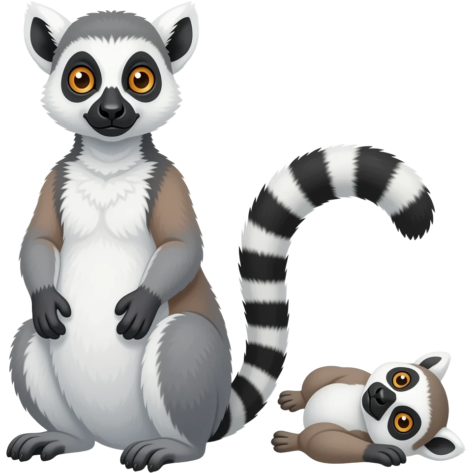 A lemur standing up, and another Lemur laying down emoji