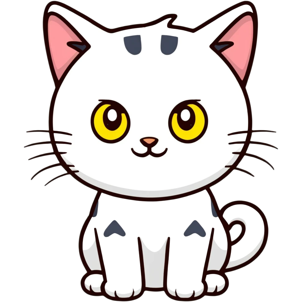 White cat with yellow eyes emoji