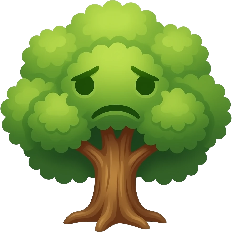 a confused tree emoji
