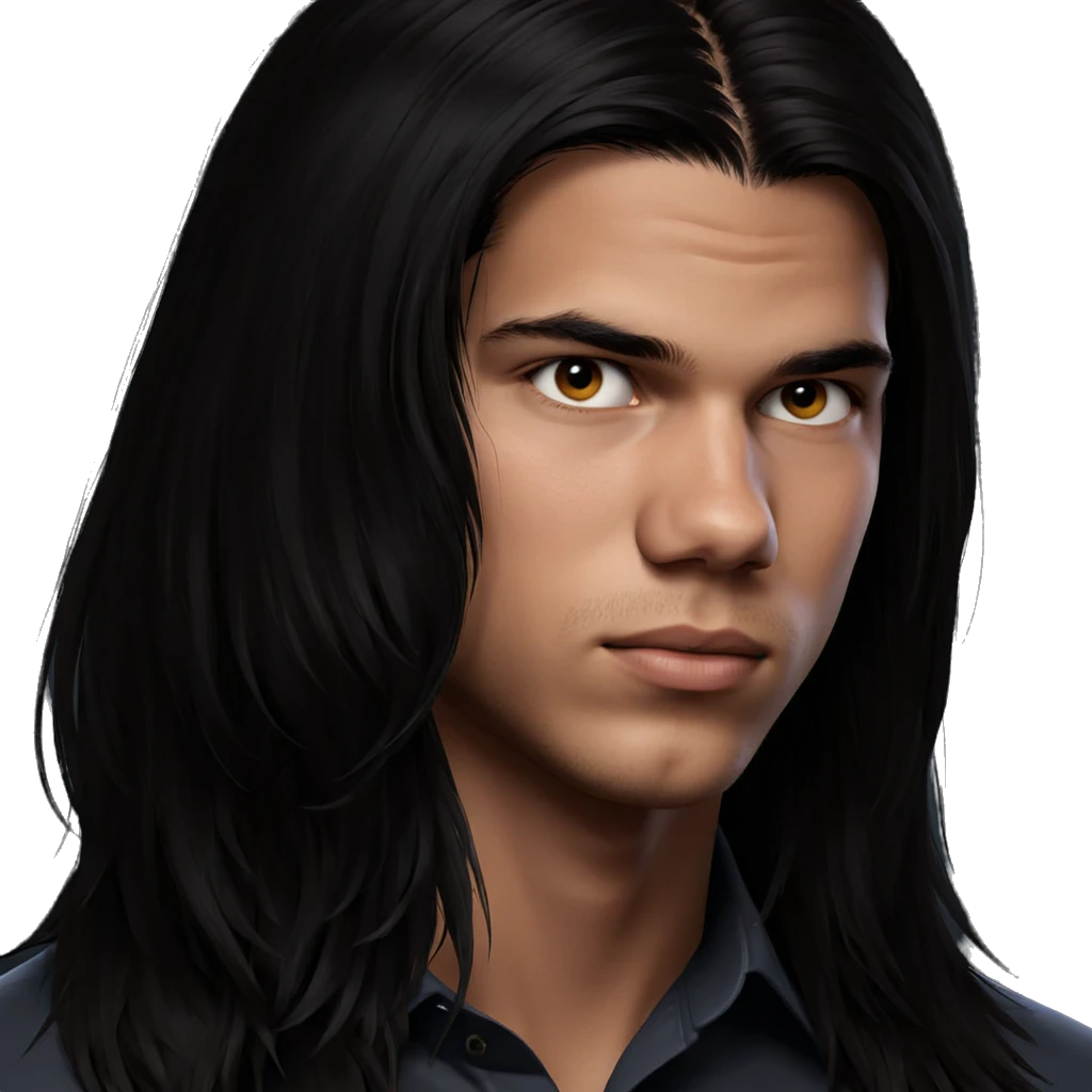 male portrait with long hair emoji