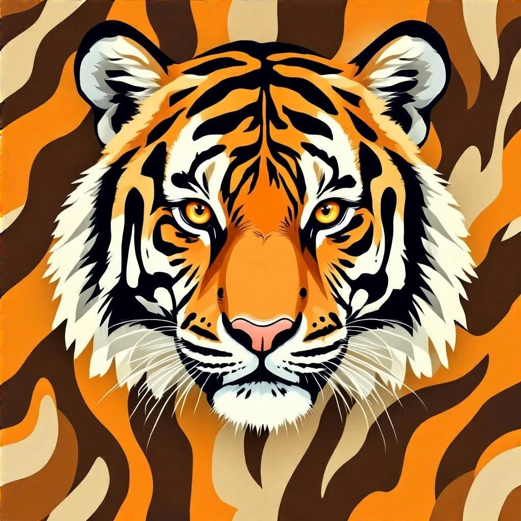 tiger print pattern in autumn colors, orange brown beige palette, abstract seamless texture, bold stylish background emoji